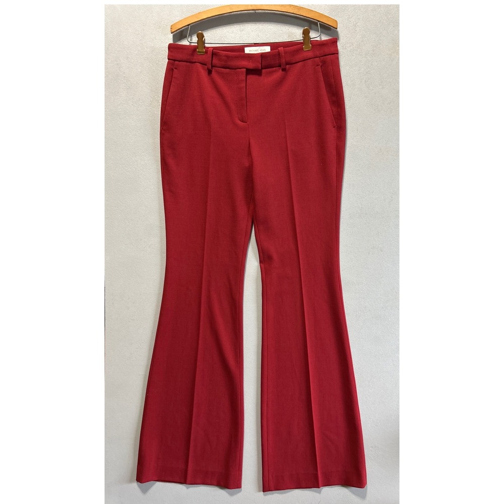 Michael Kors Maroon Red Bell Bottom Slacks Dress Pants Size 8 Flare Leg Ttousers - Picture 1 of 8
